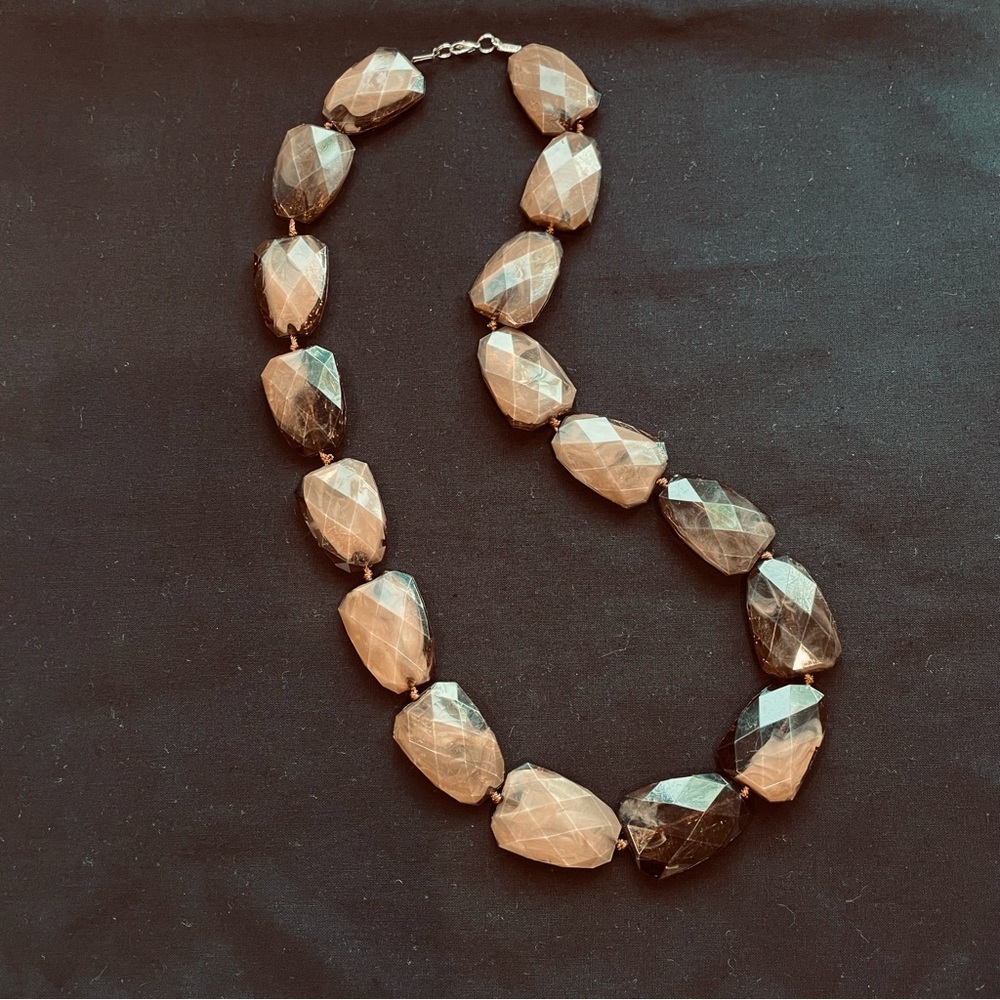 Beautiful Faceted Brown/ Taupe Statement Necklace